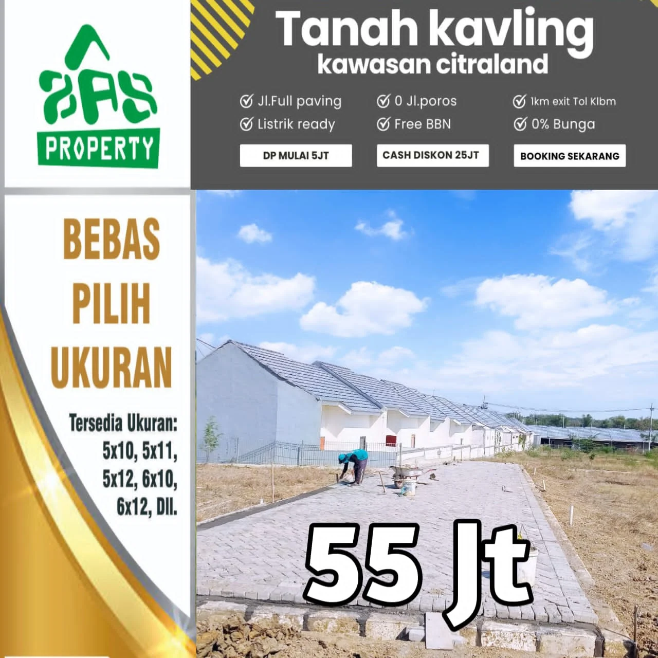 tanah kavling kawasan citraland 55 juta