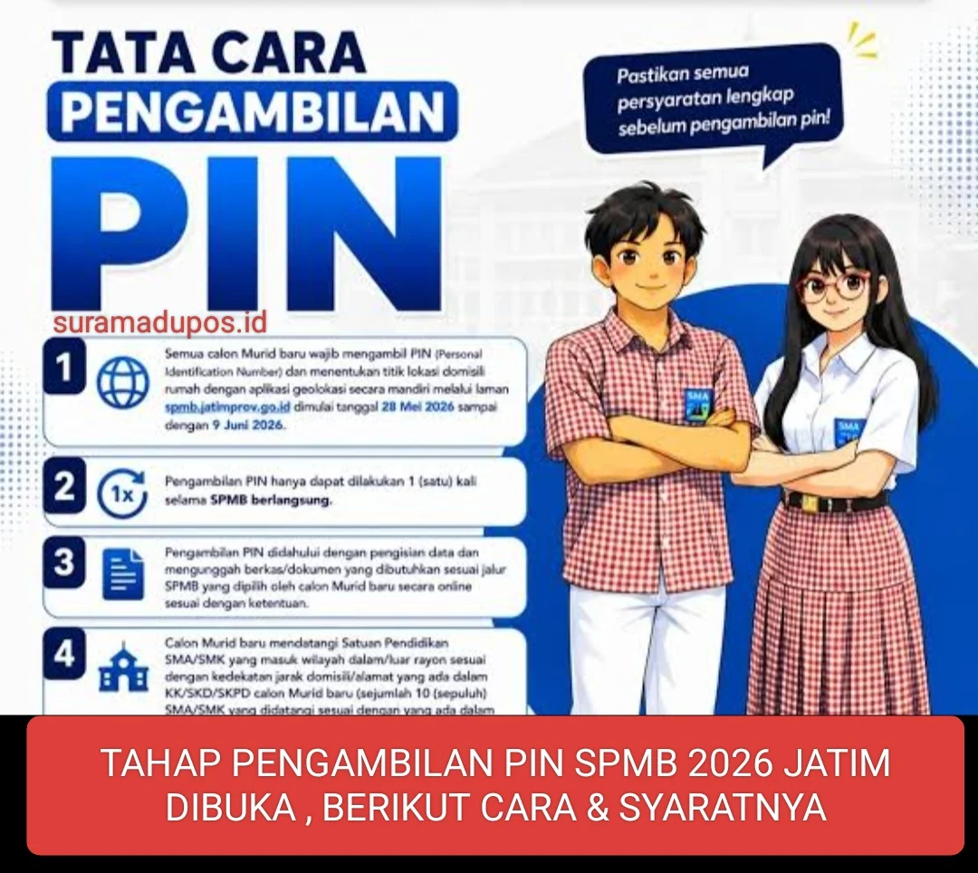 TAHAP PENGAMBILAN PIN SPMB 2026 JATIM DIBUKA, BERIKUT CARA DAN SYARATNYA.