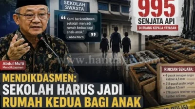 MENDIKDASMEN ABDUL MU’TI ANGKAT SUARA TENTANG TEMUAN 995 SENJATA DI LINGKUNGAN SEKOLAH SWASTA