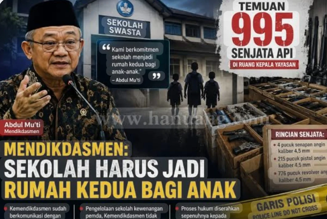 MENDIKDASMEN  ABDUL MU’TI  ANGKAT SUARA TENTANG TEMUAN 995 SENJATA DI LINGKUNGAN SEKOLAH SWASTA