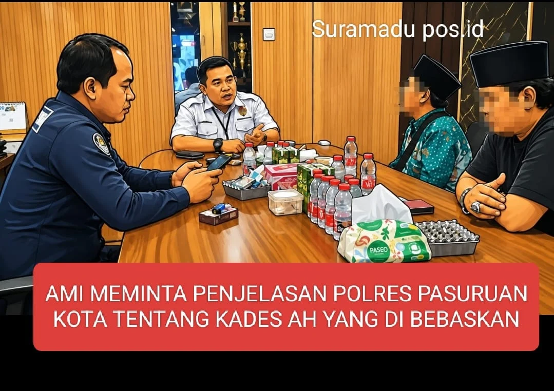 ALIANSI MADURA INDONESIA MEMINTA PENJELASAN POLRES PASURUAN KOTA TENTANG KADES AH YANG DI BEBASKAN