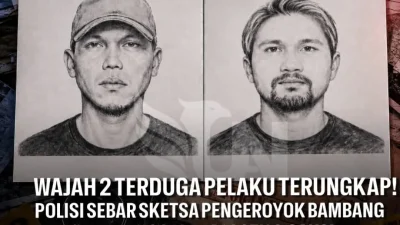 POLDA METROJAYA SEBAR SKETSA WAJAH DUA PRIA DIDUGA PELAKU PENGEROYOKAN BAMBANG SETIYAWAN