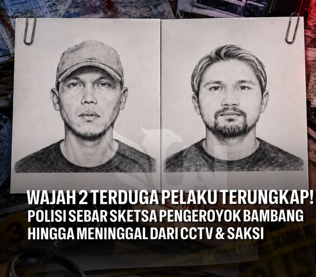 POLDA METROJAYA SEBAR SKETSA WAJAH DUA PRIA DIDUGA PELAKU PENGEROYOKAN BAMBANG SETIYAWAN