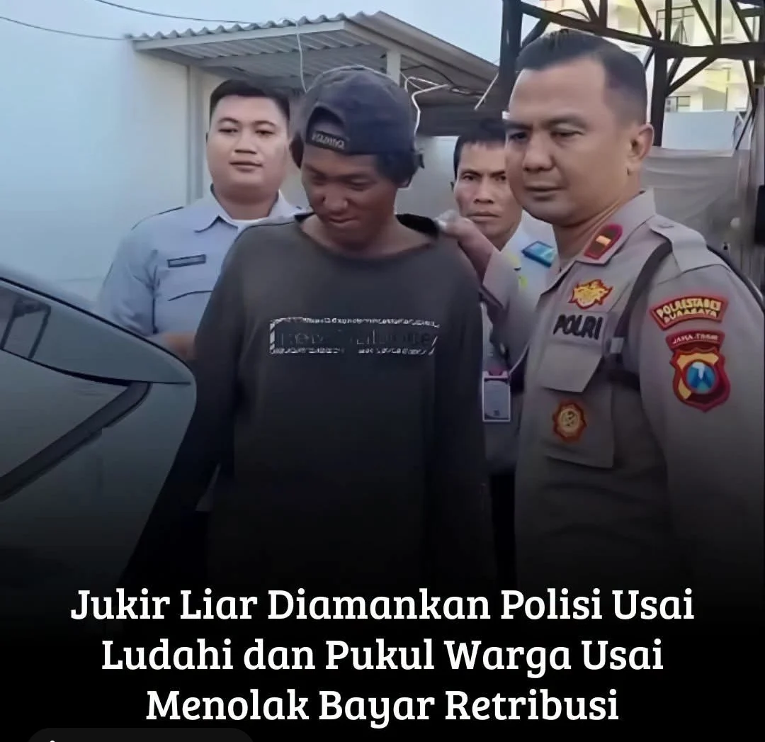 JUKIR LIAR DIAMANKAN POLISI USAI LUDAHI DAN PUKUL WARGA TOLAK BAYAR PARKIR GRATIS