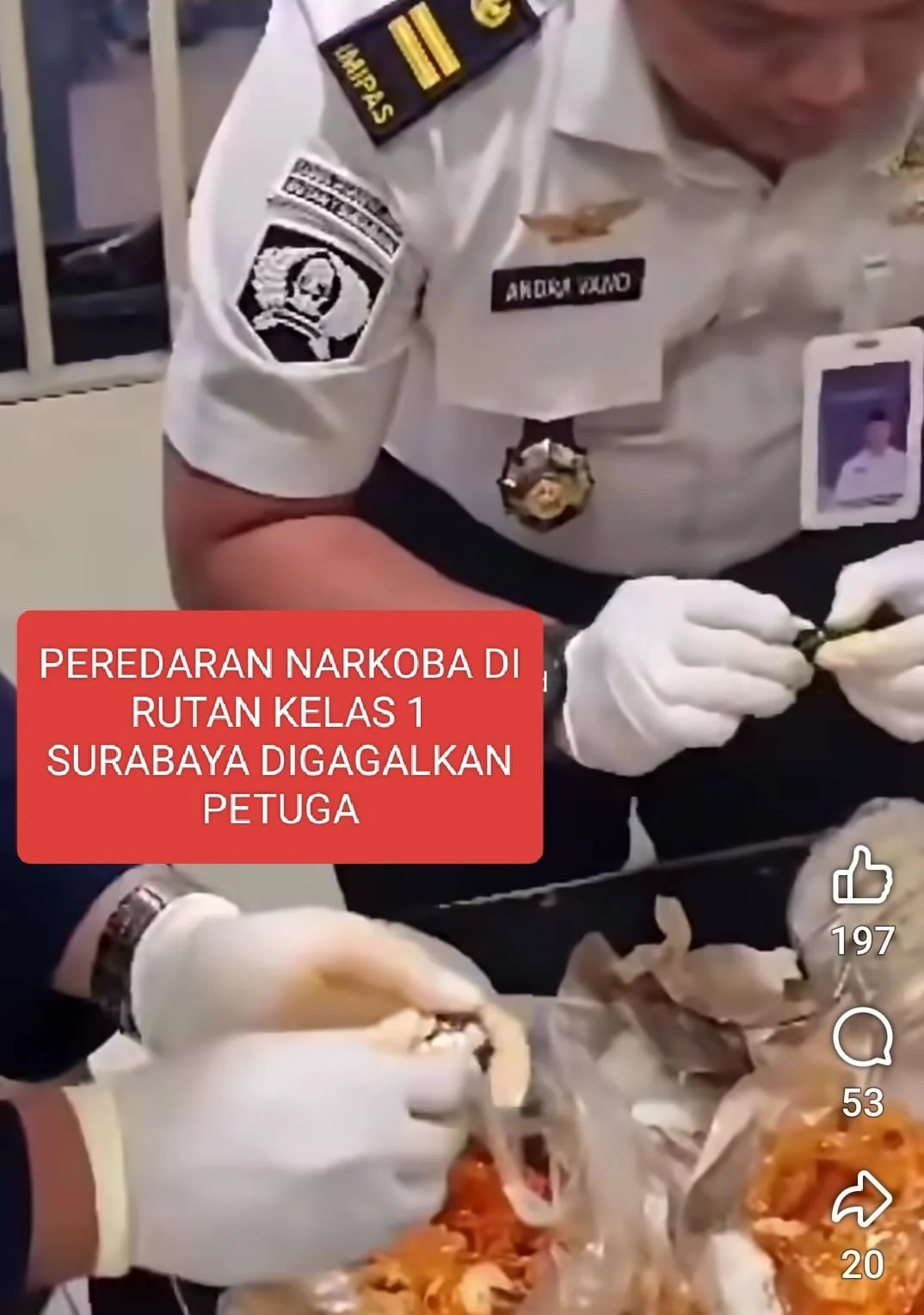 PEREDARAN NARKOBA DI RUTAN KELAS I SURABAYA DIGAGALKAN PETUGAS