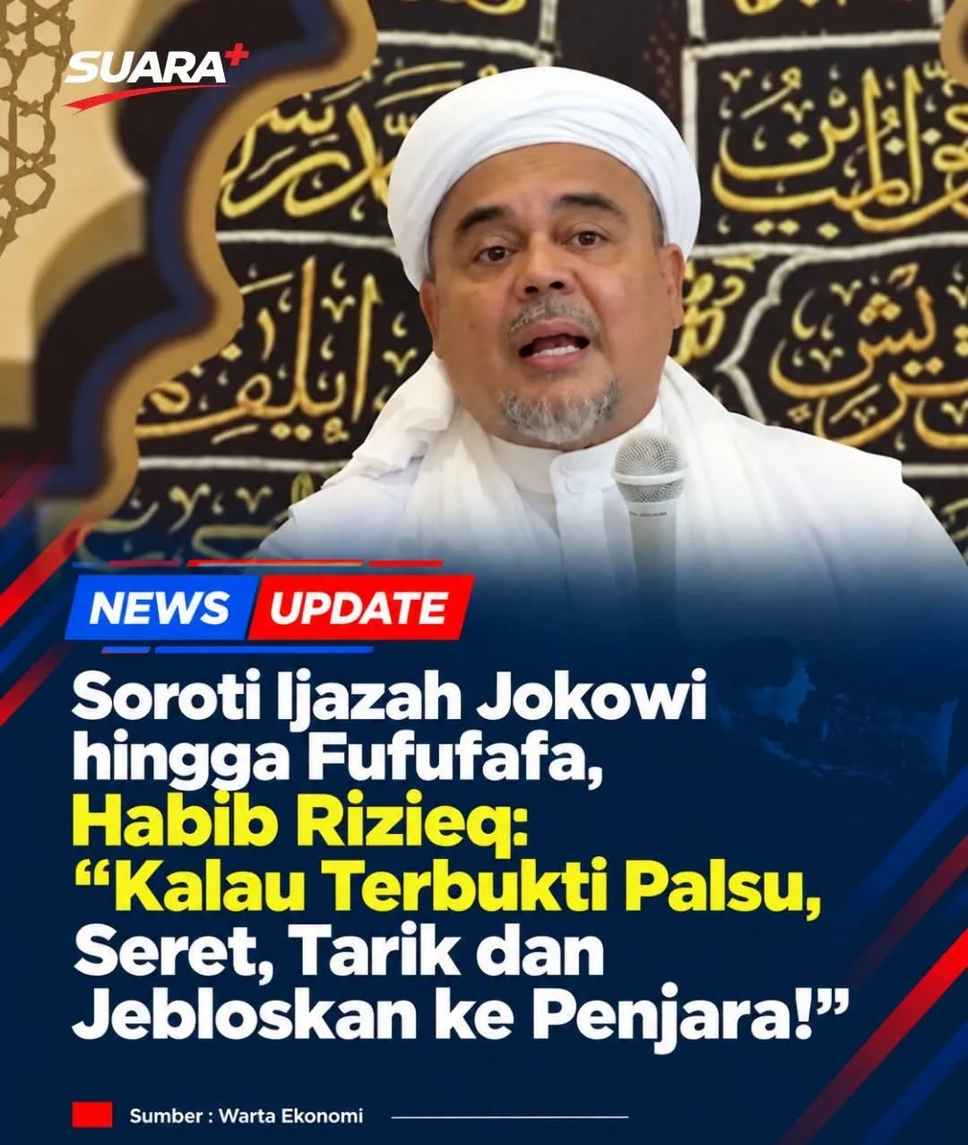 Soroti Ijazah Jokowi hingga Fufufafa, Habib Rizieq: Kalau Terbukti Palsu, Seret, Tarik dan Jebloskan ke Penjara!